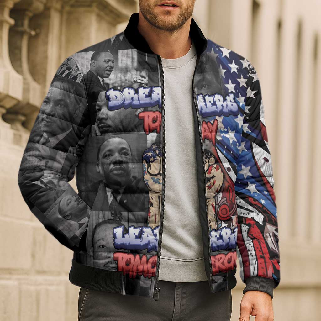 Martin Luther King Jr Day Bomber Puffer Jacket Dreamers Today Leaders Tomorrow - Wonder Print Shop