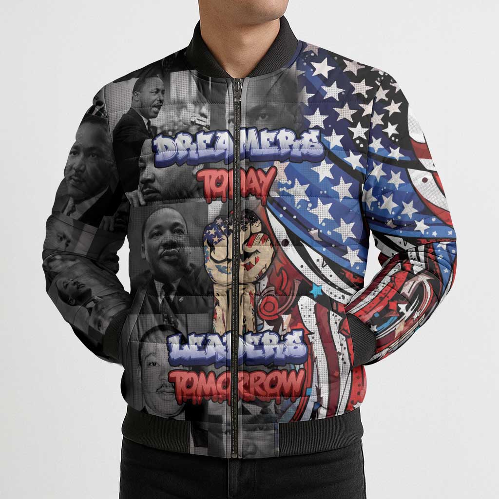 Martin Luther King Jr Day Bomber Puffer Jacket Dreamers Today Leaders Tomorrow - Wonder Print Shop
