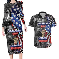 Martin Luther King Jr Day Couples Matching Long Sleeve Bodycon Dress and Hawaiian Shirt Dreamers Today Leaders Tomorrow - Wonder Print Shop