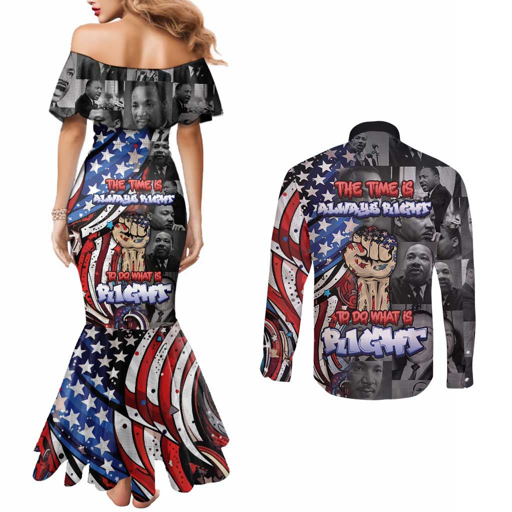 Martin Luther King Jr Day Couples Matching Mermaid Dress and Long Sleeve Button Shirt Dreamers Today Leaders Tomorrow - Wonder Print Shop