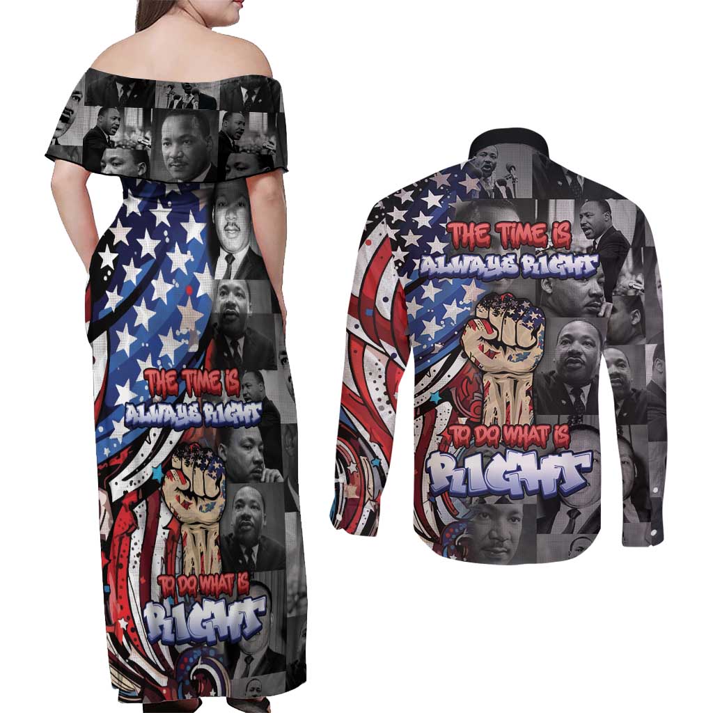Martin Luther King Jr Day Couples Matching Off Shoulder Maxi Dress and Long Sleeve Button Shirt Dreamers Today Leaders Tomorrow - Wonder Print Shop