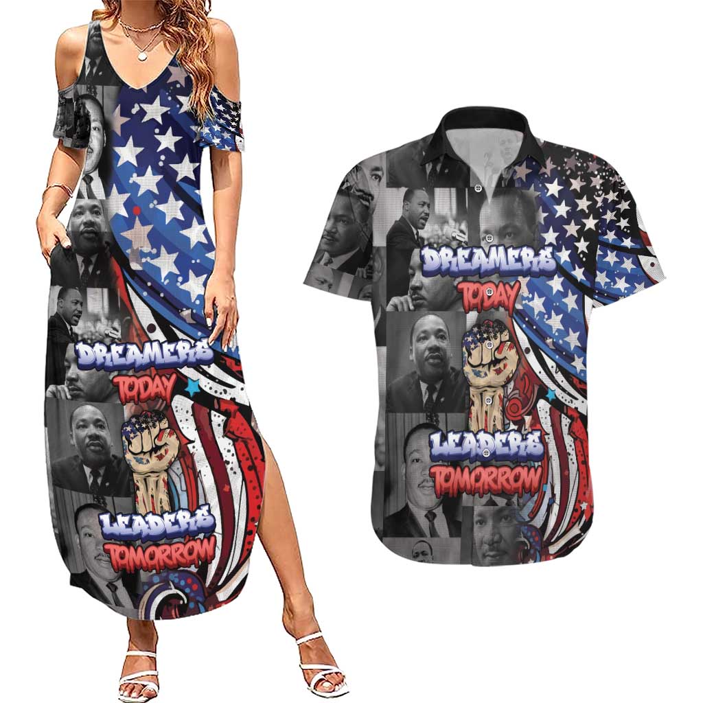 Martin Luther King Jr Day Couples Matching Summer Maxi Dress and Hawaiian Shirt Dreamers Today Leaders Tomorrow - Wonder Print Shop