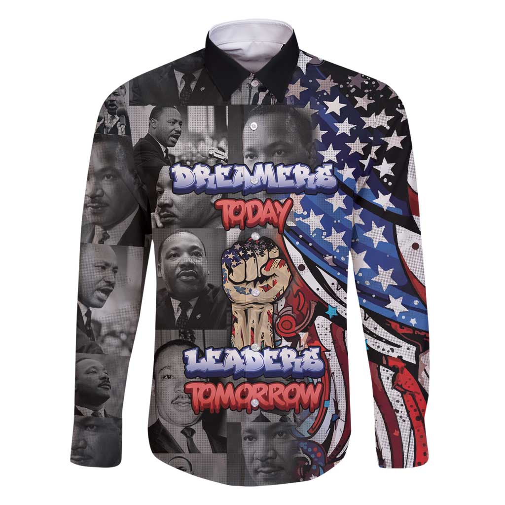 Martin Luther King Jr Day Family Matching Long Sleeve Bodycon Dress and Hawaiian Shirt Dreamers Today Leaders Tomorrow - Wonder Print Shop