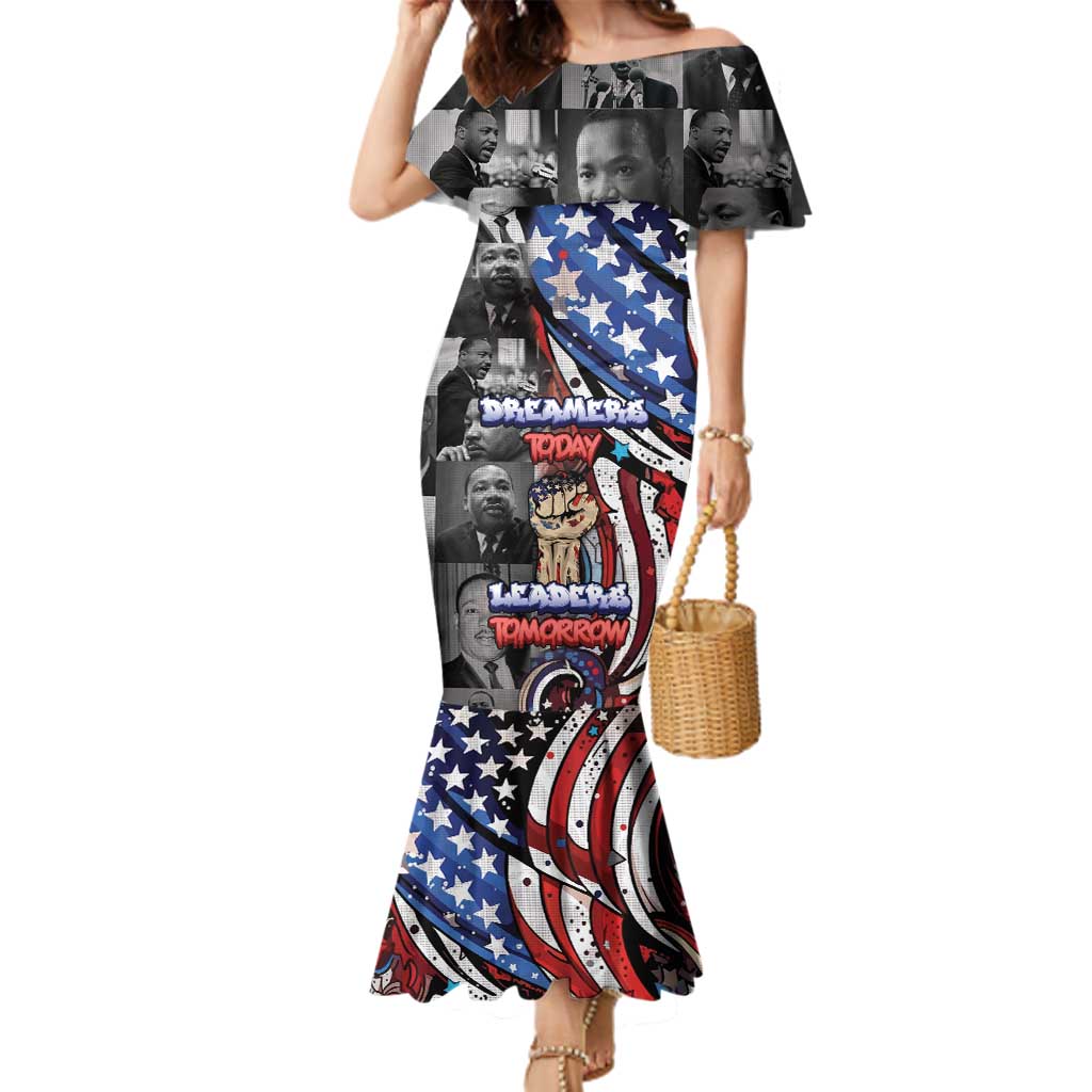 Martin Luther King Jr Day Family Matching Mermaid Dress and Hawaiian Shirt Dreamers Today Leaders Tomorrow - Wonder Print Shop