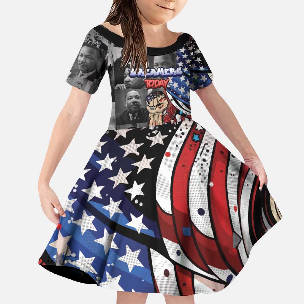 Martin Luther King Jr Day Family Matching Off Shoulder Maxi Dress and Hawaiian Shirt Dreamers Today Leaders Tomorrow - Wonder Print Shop