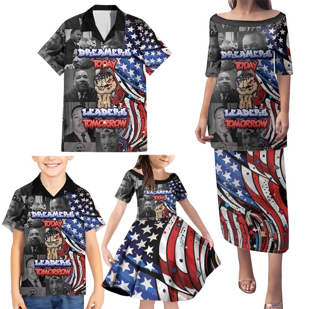 Martin Luther King Jr Day Family Matching Puletasi and Hawaiian Shirt Dreamers Today Leaders Tomorrow - Wonder Print Shop