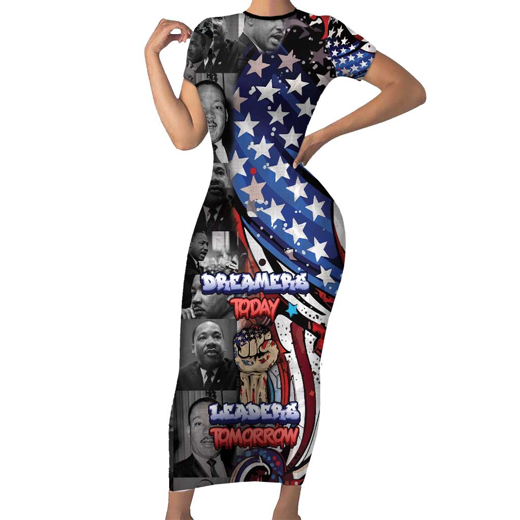 Martin Luther King Jr Day Family Matching Short Sleeve Bodycon Dress and Hawaiian Shirt Dreamers Today Leaders Tomorrow - Wonder Print Shop