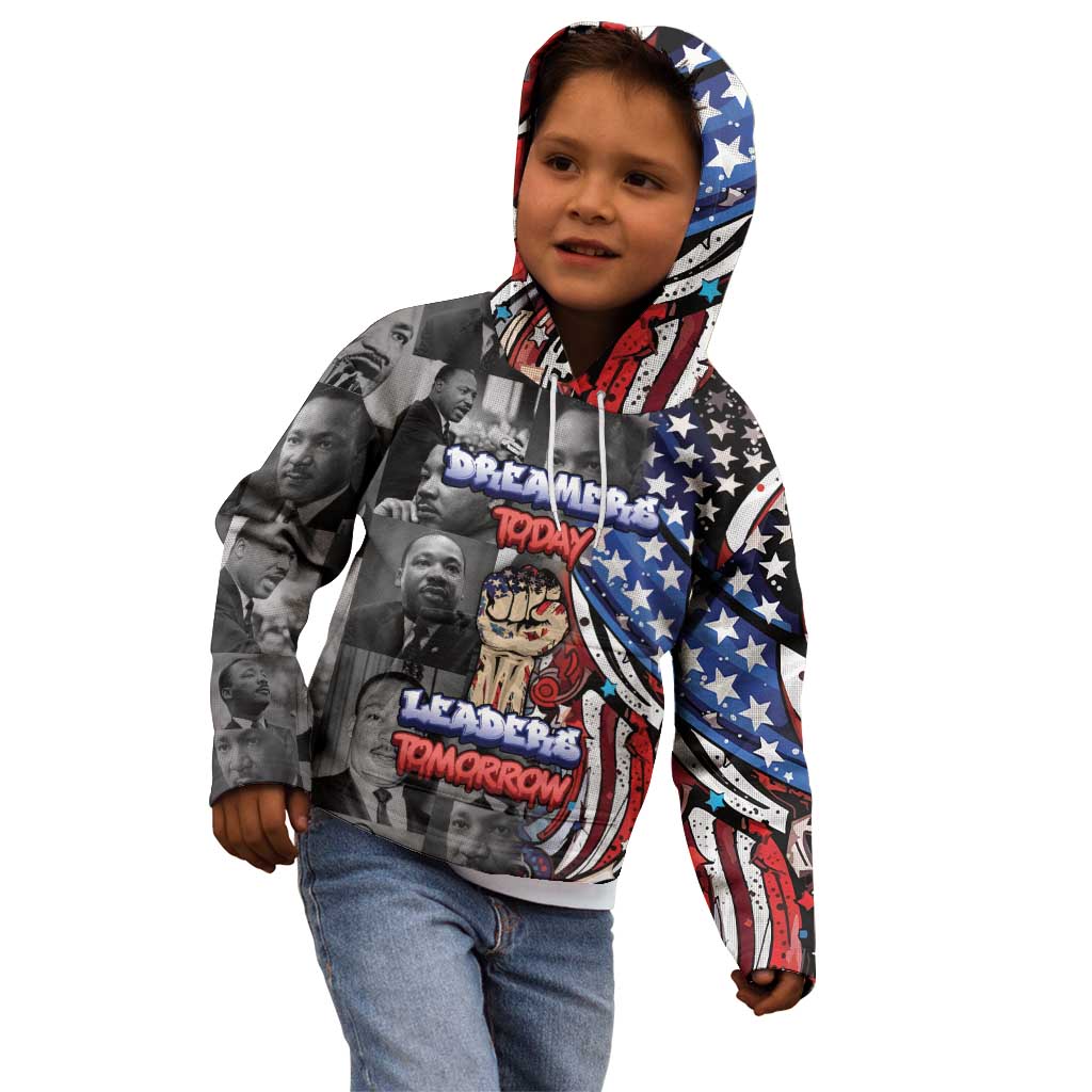 Martin Luther King Jr Day Kid Hoodie Dreamers Today Leaders Tomorrow - Wonder Print Shop