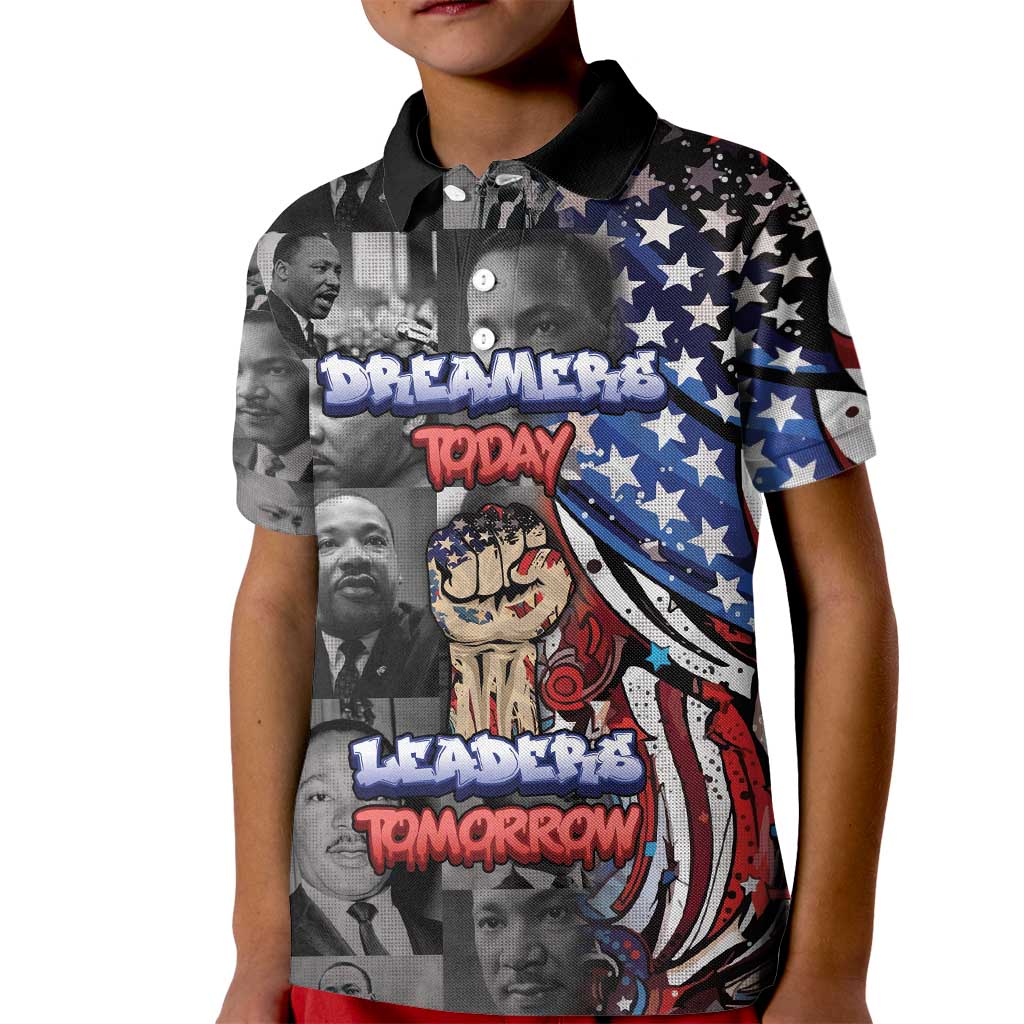 Martin Luther King Jr Day Kid Polo Shirt Dreamers Today Leaders Tomorrow - Wonder Print Shop
