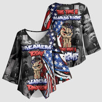 Martin Luther King Jr Day Kimono Sleeve Blouse Dreamers Today Leaders Tomorrow - Wonder Print Shop