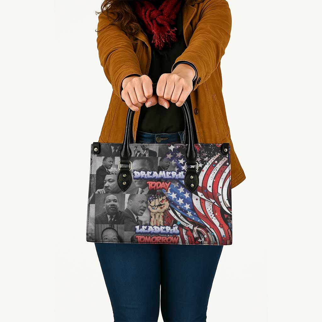 Martin Luther King Jr Day Leather Bag Dreamers Today Leaders Tomorrow - Wonder Print Shop