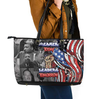 Martin Luther King Jr Day Leather Tote Bag Dreamers Today Leaders Tomorrow - Wonder Print Shop