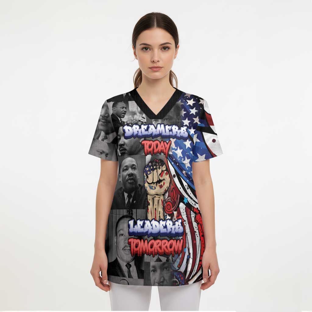 Martin Luther King Jr Day Scrub Top Dreamers Today Leaders Tomorrow - Wonder Print Shop