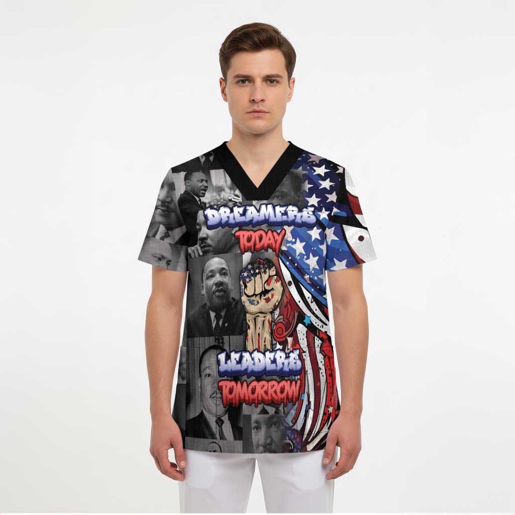 Martin Luther King Jr Day Scrub Top Dreamers Today Leaders Tomorrow - Wonder Print Shop