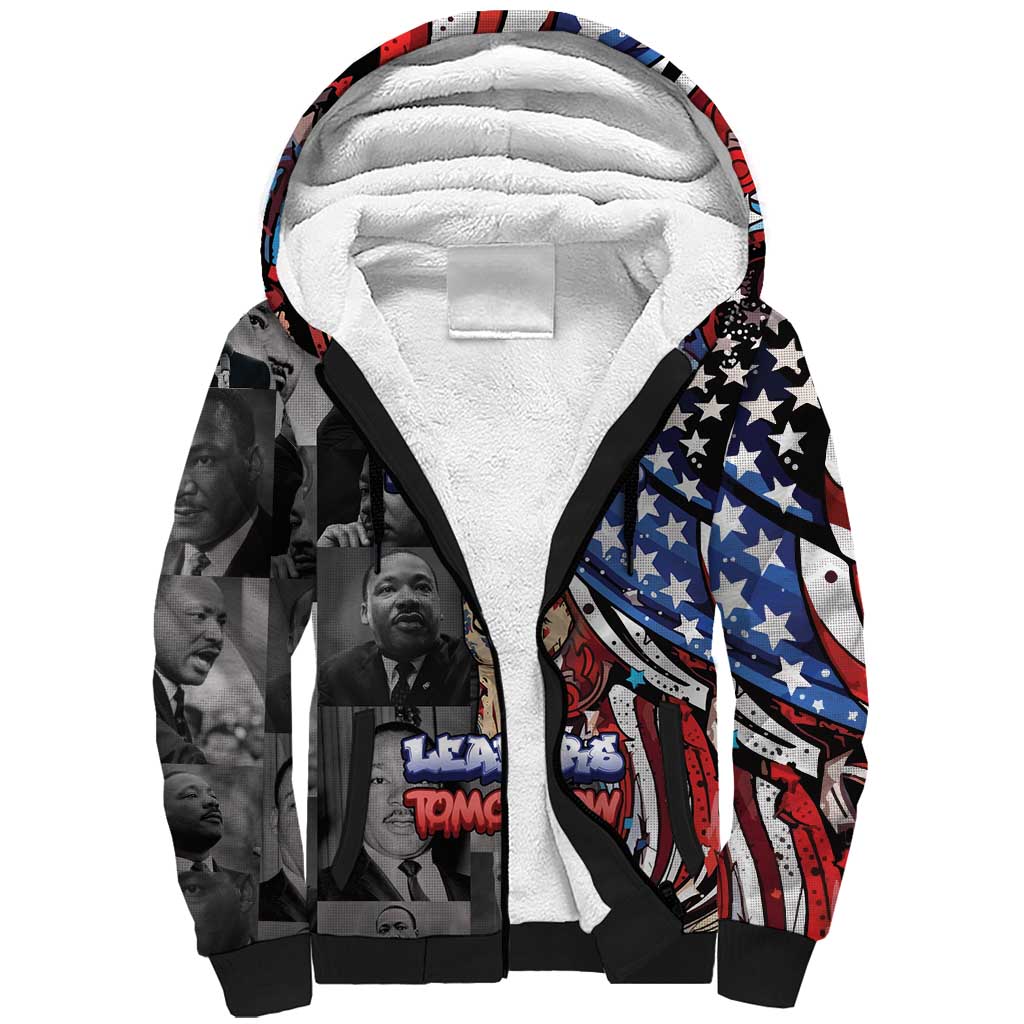 Martin Luther King Jr Day Sherpa Hoodie Dreamers Today Leaders Tomorrow - Wonder Print Shop