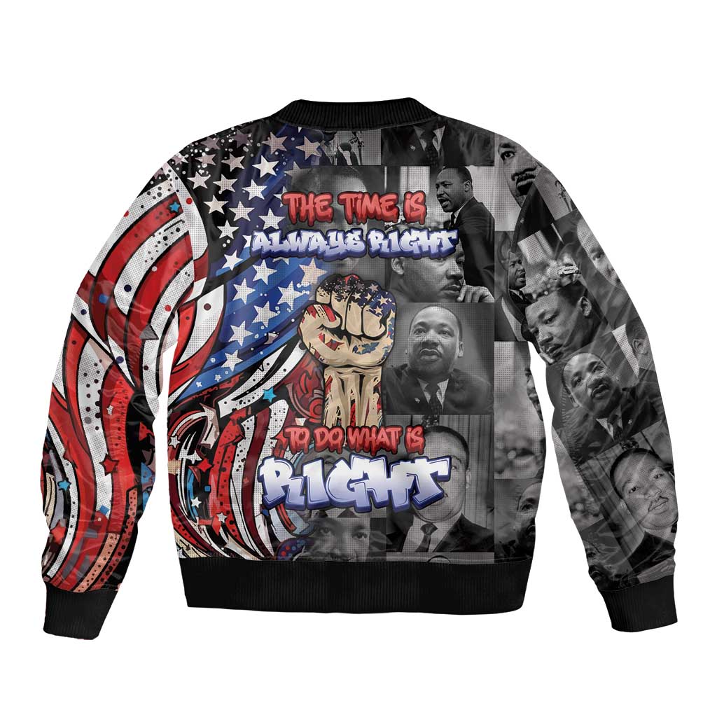Martin Luther King Jr Day Sleeve Zip Bomber Jacket Dreamers Today Leaders Tomorrow - Wonder Print Shop