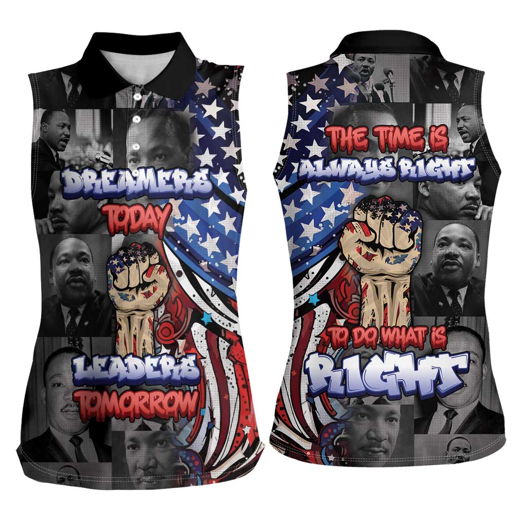Martin Luther King Jr Day Women Sleeveless Polo Shirt Dreamers Today Leaders Tomorrow - Wonder Print Shop