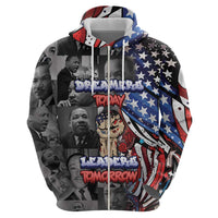 Martin Luther King Jr Day Zip Hoodie Dreamers Today Leaders Tomorrow - Wonder Print Shop