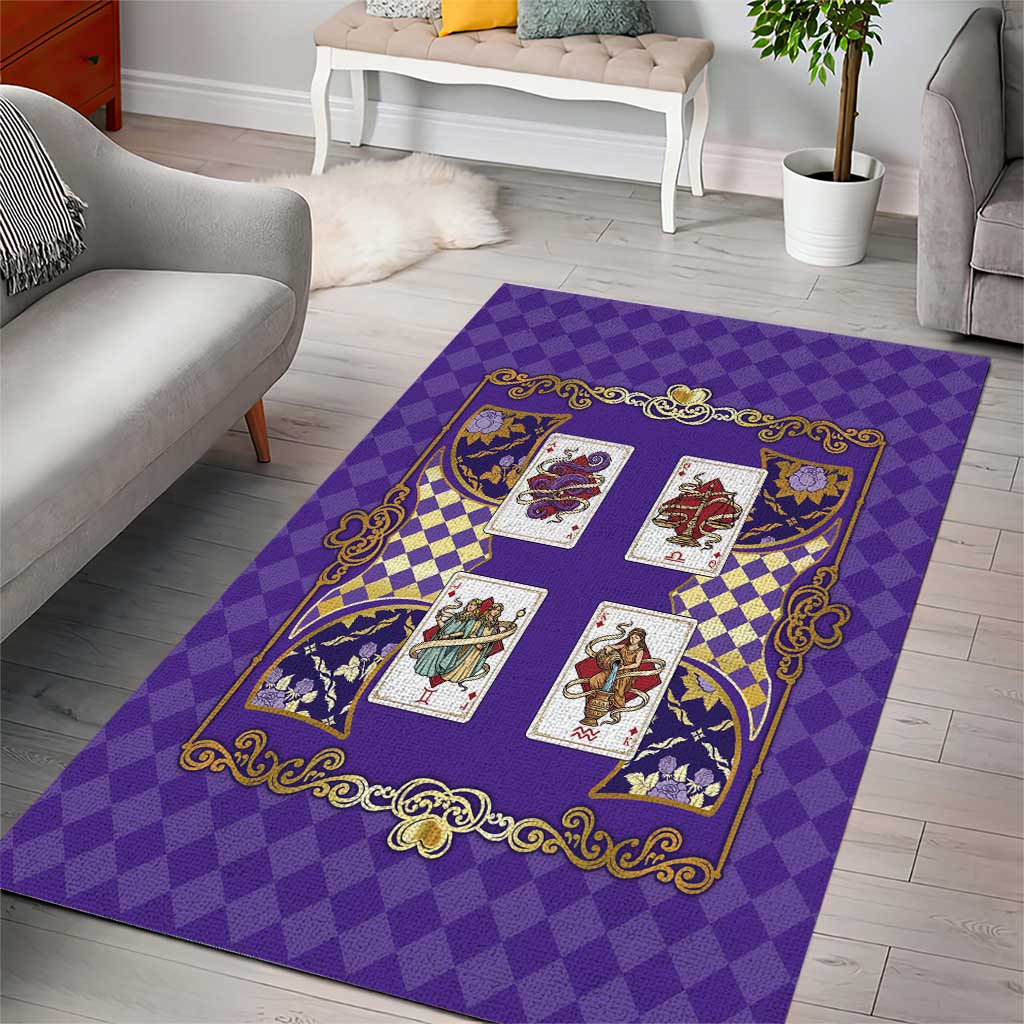 Zodiac Signs Area Rug The Air Element Baroque Diamonds Card