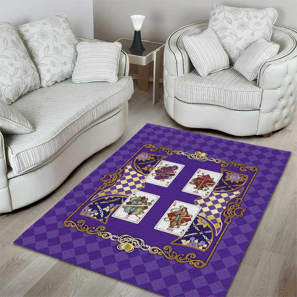 Zodiac Signs Area Rug The Air Element Baroque Diamonds Card