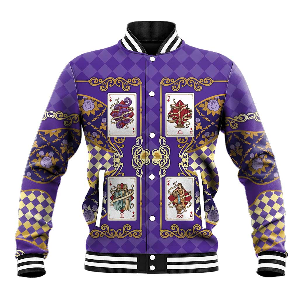 Zodiac Signs Baseball Jacket The Air Element Baroque Diamonds Card