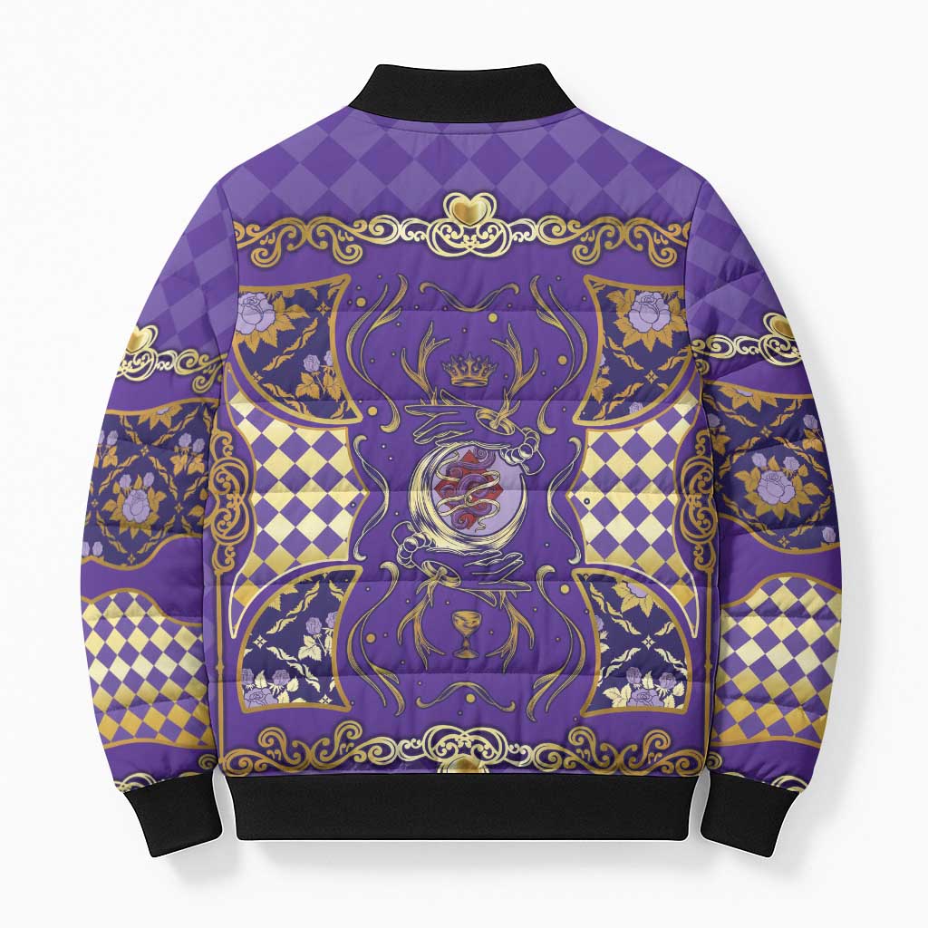 Zodiac Signs Bomber Puffer Jacket The Air Element Baroque Diamonds Card