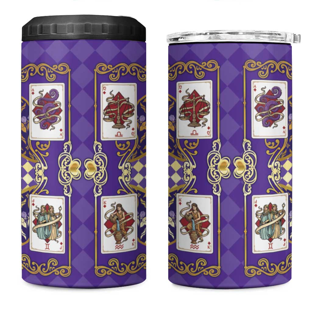 Zodiac Signs 4 in 1 Can Cooler Tumbler The Air Element Baroque Diamonds Card