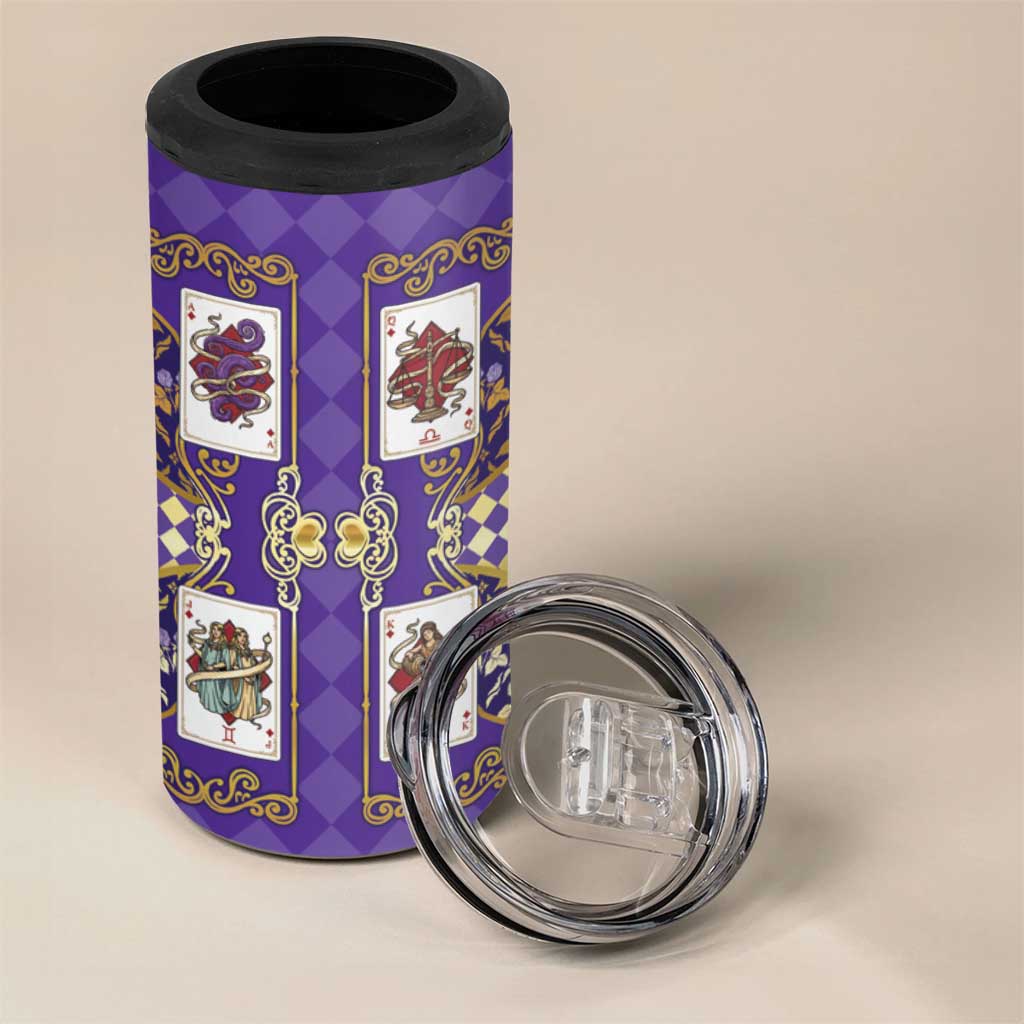 Zodiac Signs 4 in 1 Can Cooler Tumbler The Air Element Baroque Diamonds Card