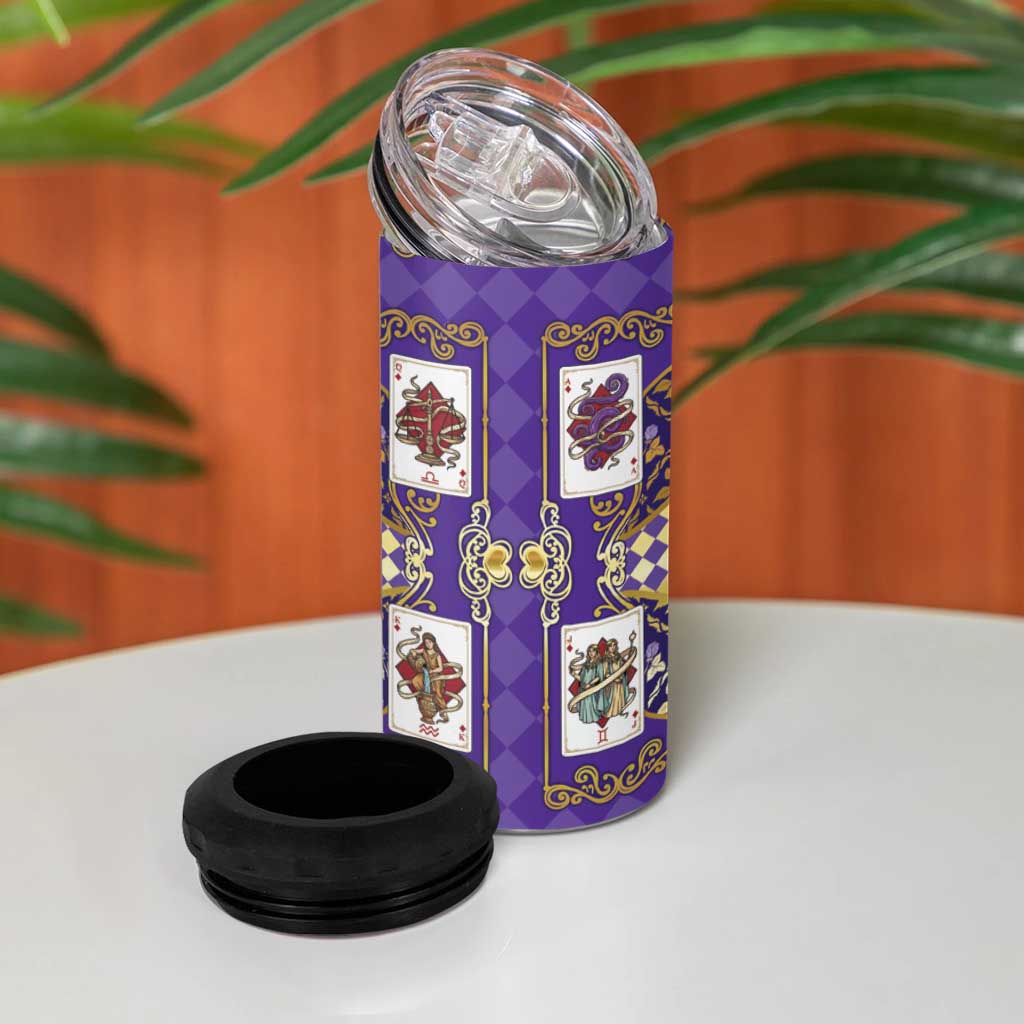 Zodiac Signs 4 in 1 Can Cooler Tumbler The Air Element Baroque Diamonds Card