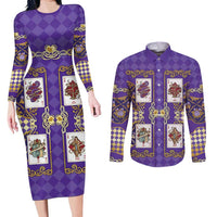 Zodiac Signs Couples Matching Long Sleeve Bodycon Dress and Long Sleeve Button Shirt The Air Element Baroque Diamonds Card