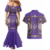 Zodiac Signs Couples Matching Mermaid Dress and Hawaiian Shirt The Air Element Baroque Diamonds Card