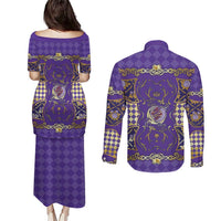 Zodiac Signs Couples Matching Puletasi and Long Sleeve Button Shirt The Air Element Baroque Diamonds Card