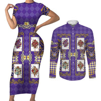 Zodiac Signs Couples Matching Short Sleeve Bodycon Dress and Long Sleeve Button Shirt The Air Element Baroque Diamonds Card