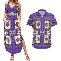 Zodiac Signs Couples Matching Summer Maxi Dress and Hawaiian Shirt The Air Element Baroque Diamonds Card