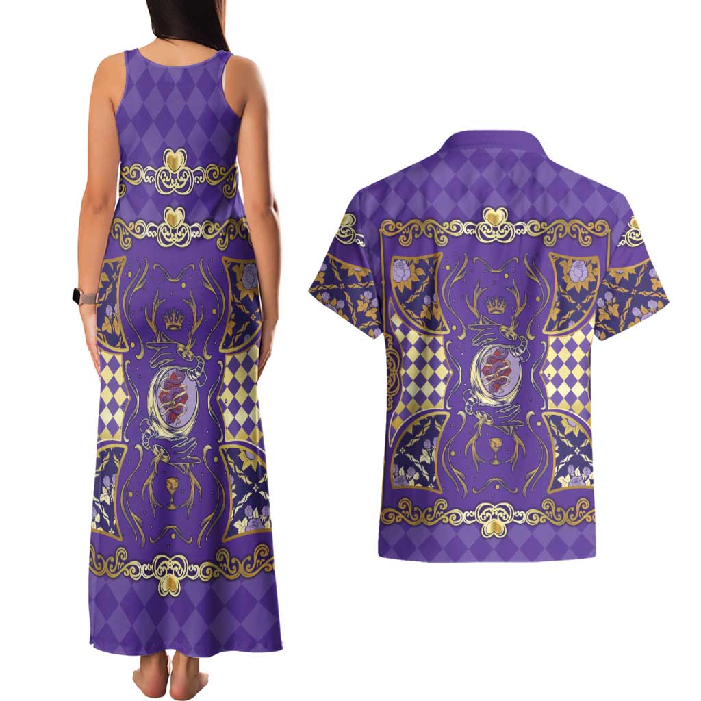 Zodiac Signs Couples Matching Tank Maxi Dress and Hawaiian Shirt The Air Element Baroque Diamonds Card