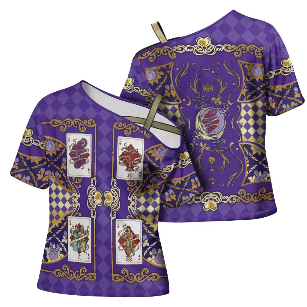 Zodiac Signs Cross Shoulder Shirt The Air Element Baroque Diamonds Card