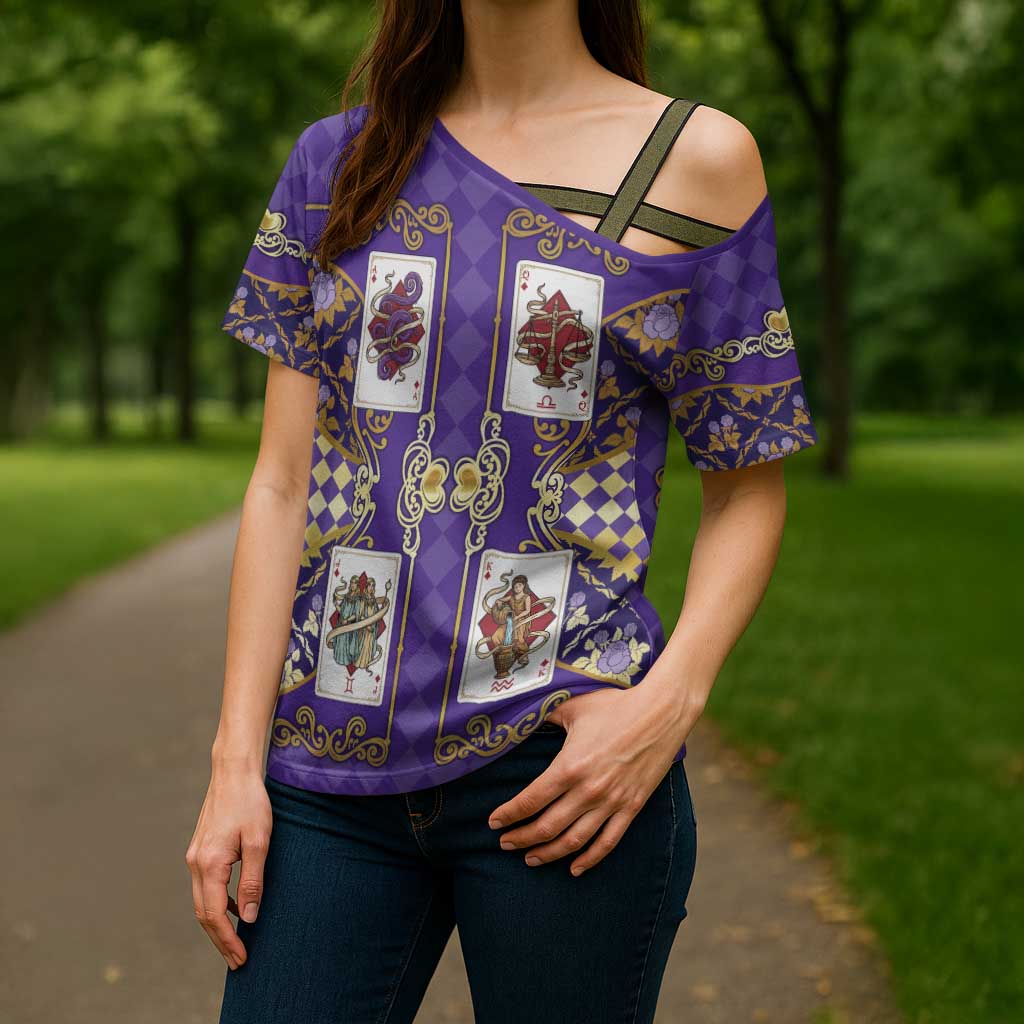 Zodiac Signs Cross Shoulder Shirt The Air Element Baroque Diamonds Card