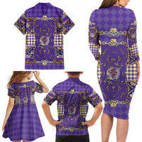 Zodiac Signs Family Matching Long Sleeve Bodycon Dress and Hawaiian Shirt The Air Element Baroque Diamonds Card