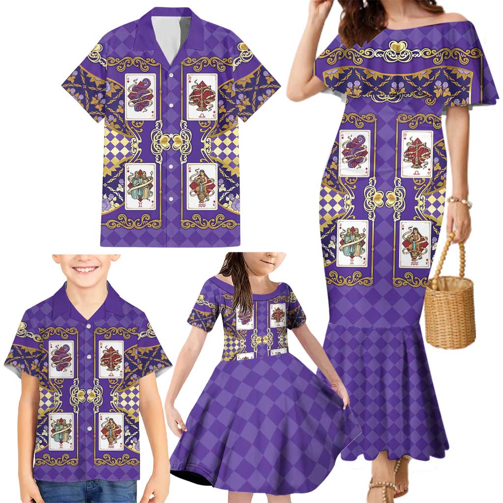 Zodiac Signs Family Matching Mermaid Dress and Hawaiian Shirt The Air Element Baroque Diamonds Card
