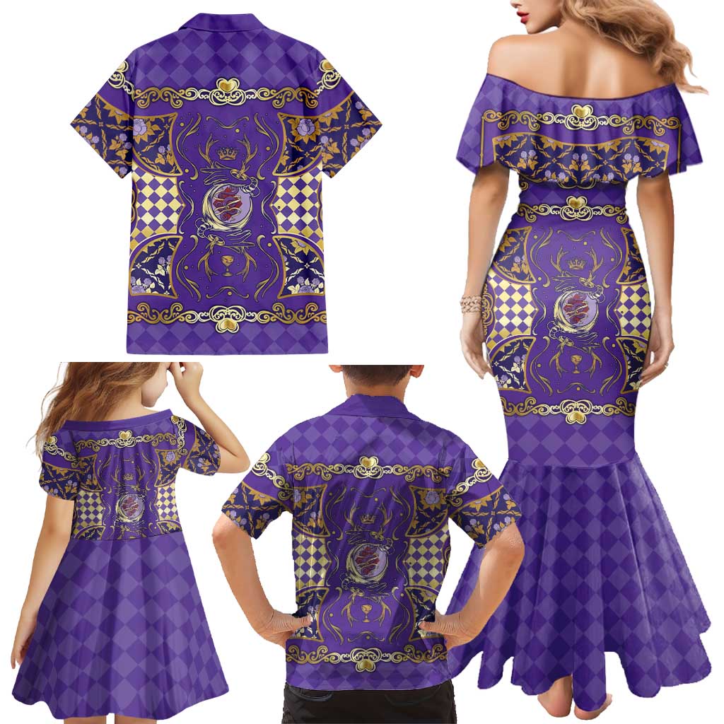 Zodiac Signs Family Matching Mermaid Dress and Hawaiian Shirt The Air Element Baroque Diamonds Card