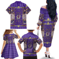 Zodiac Signs Family Matching Off The Shoulder Long Sleeve Dress and Hawaiian Shirt The Air Element Baroque Diamonds Card