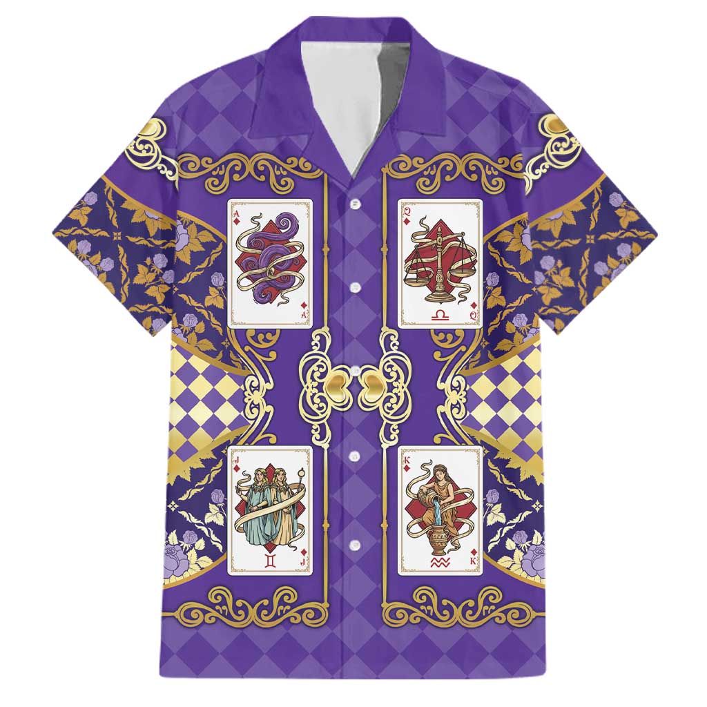 Zodiac Signs Family Matching Off The Shoulder Long Sleeve Dress and Hawaiian Shirt The Air Element Baroque Diamonds Card