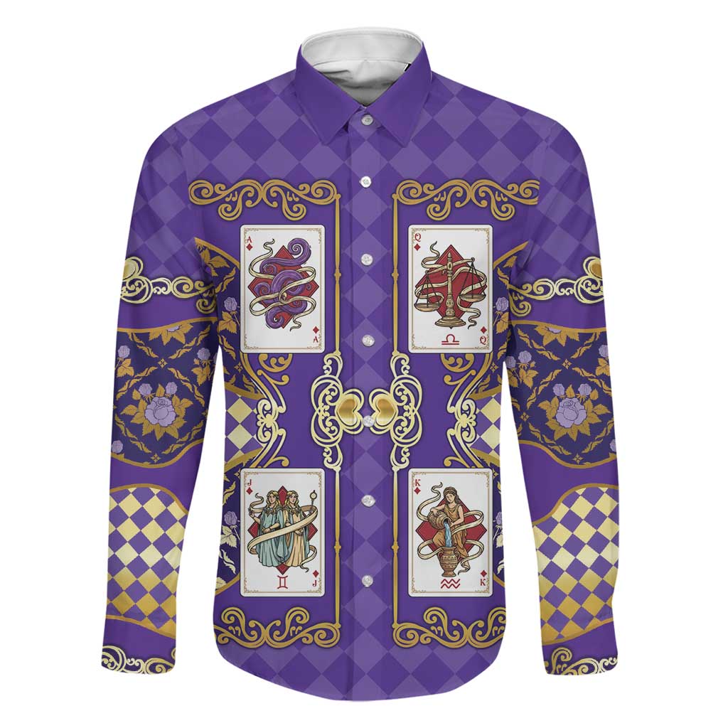 Zodiac Signs Family Matching Off The Shoulder Long Sleeve Dress and Hawaiian Shirt The Air Element Baroque Diamonds Card