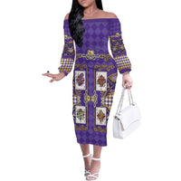 Zodiac Signs Family Matching Off The Shoulder Long Sleeve Dress and Hawaiian Shirt The Air Element Baroque Diamonds Card