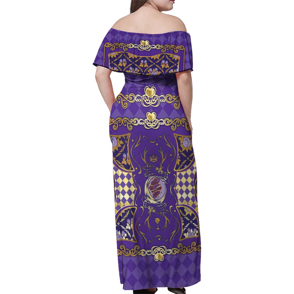 Zodiac Signs Family Matching Off Shoulder Maxi Dress and Hawaiian Shirt The Air Element Baroque Diamonds Card