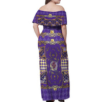 Zodiac Signs Family Matching Off Shoulder Maxi Dress and Hawaiian Shirt The Air Element Baroque Diamonds Card