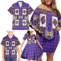 Zodiac Signs Family Matching Off Shoulder Short Dress and Hawaiian Shirt The Air Element Baroque Diamonds Card