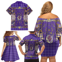 Zodiac Signs Family Matching Off Shoulder Short Dress and Hawaiian Shirt The Air Element Baroque Diamonds Card