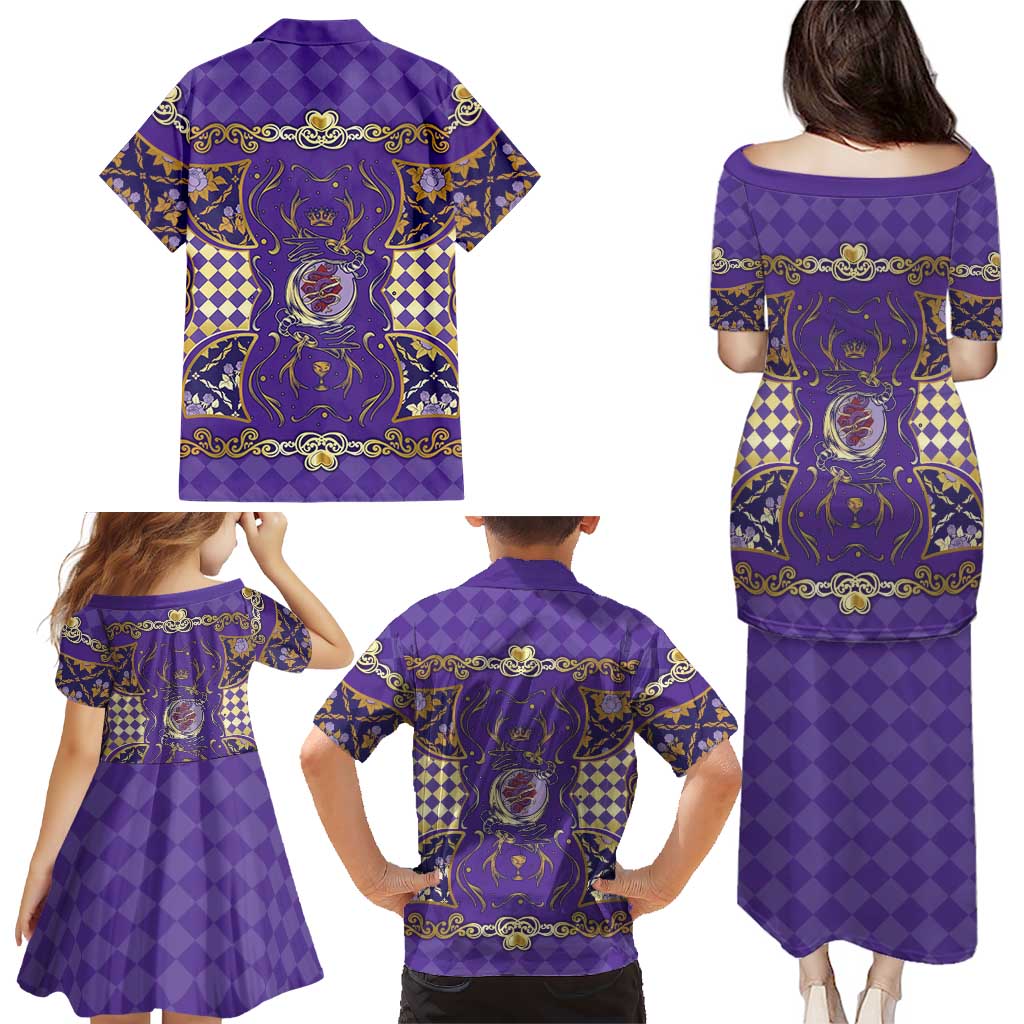 Zodiac Signs Family Matching Puletasi and Hawaiian Shirt The Air Element Baroque Diamonds Card