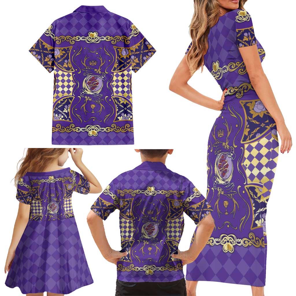 Zodiac Signs Family Matching Short Sleeve Bodycon Dress and Hawaiian Shirt The Air Element Baroque Diamonds Card